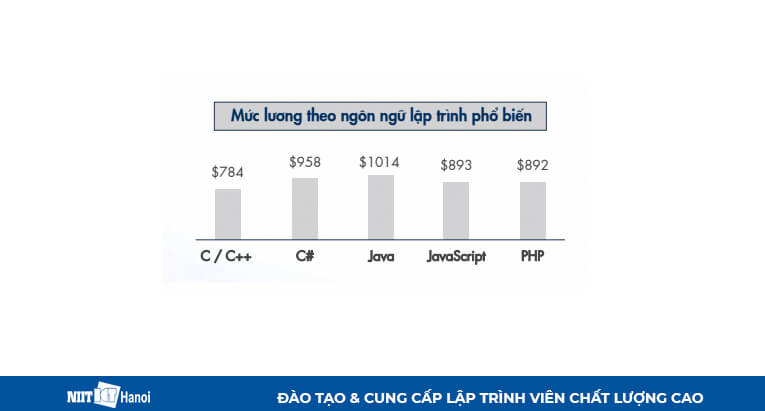 Mức lương dựa theo ngôn ngữ Lập trình phổ biến