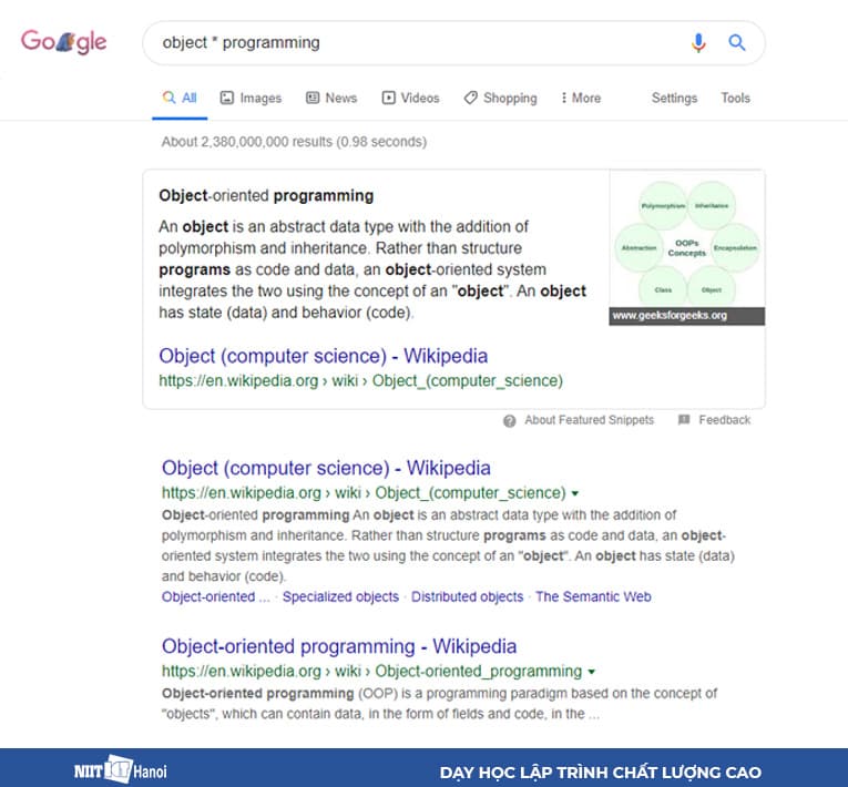 Tìm kiếm kết quả với các từ còn thiếu trên Google