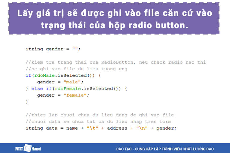 Lấy giá trị sẽ được ghi vào file - Lập trình Java với Swing