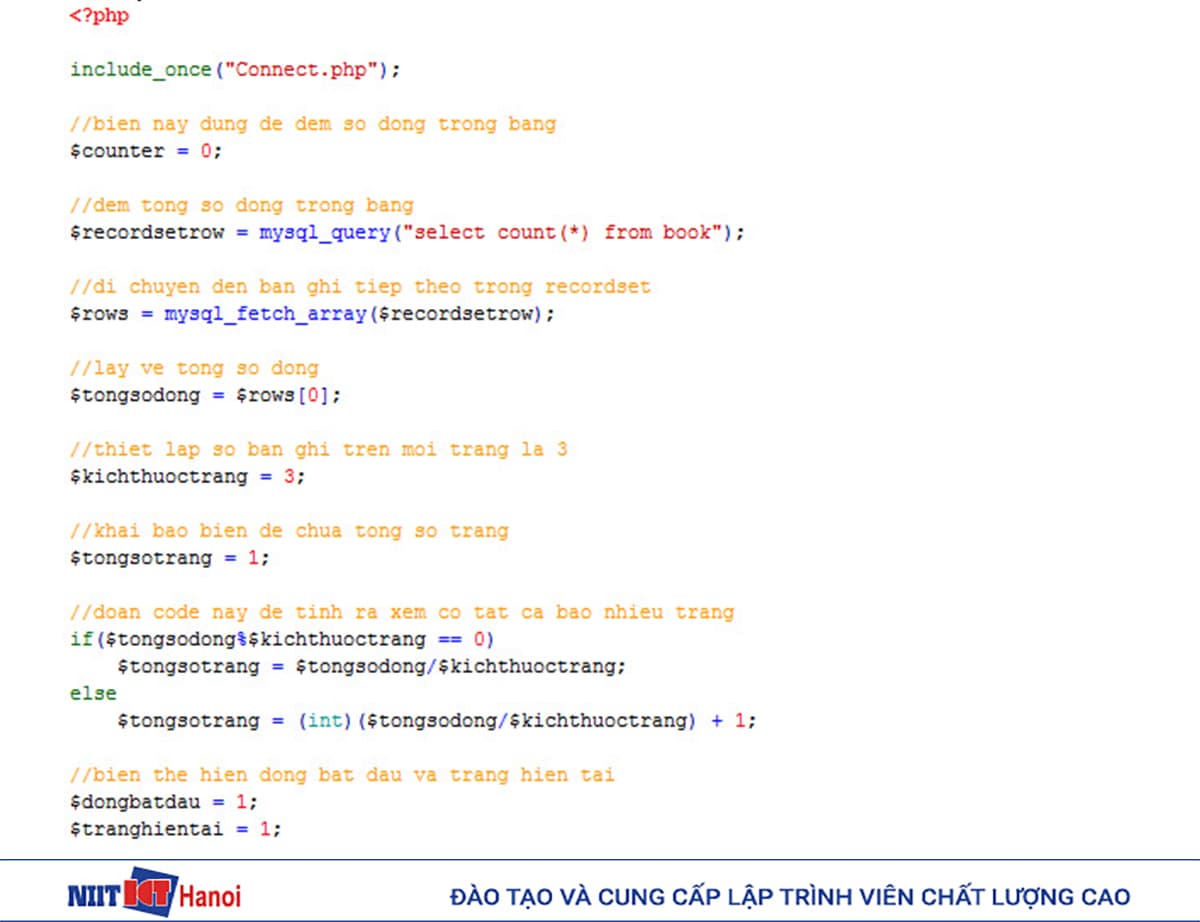 Sử dụng PHP lấy về tổng số dòng trong CSDL