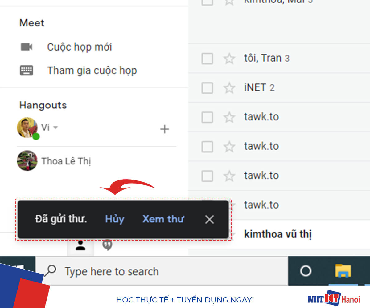 Thử nghiệm tính năng Hủy gửi Email (Bước 3)