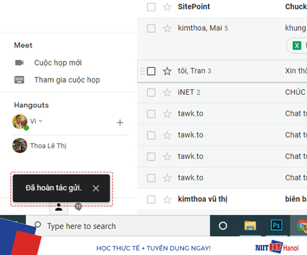 Thử nghiệm tính năng Hủy gửi Email (Bước 4)