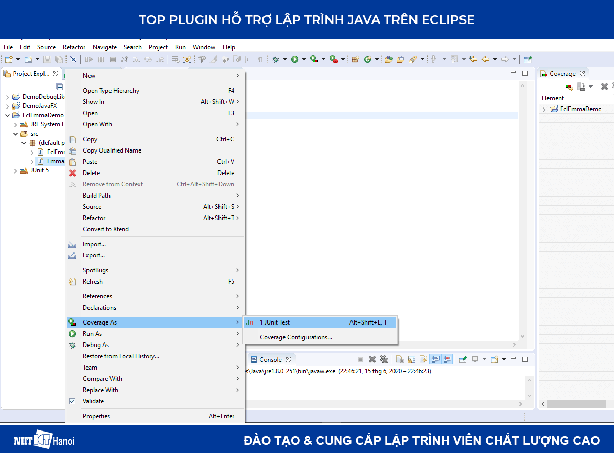 Plugin hỗ trợ lập trình Java trên Eclipse: Sử dụng EclEmma Java Code Coverage
