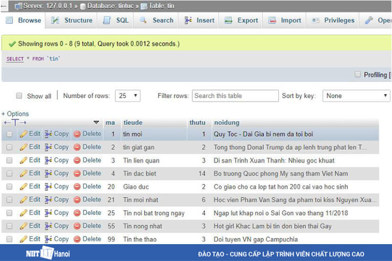 Bước 1: Tạo cơ sở dữ liệu và bảng