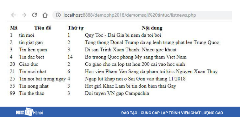 Thực thi chương trình và xem kết quả