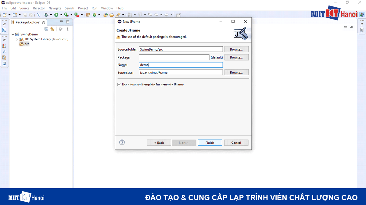 Các bước tạo một giao diện Java Swing đơn giản bằng Eclipse (Bước 5)