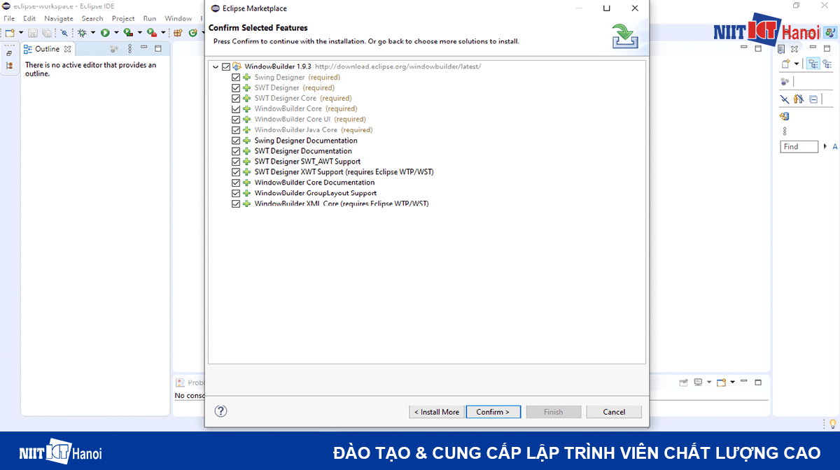 Các bước cài đặt Windows Builder: Chọn các tính năng của WindowsBuilder
