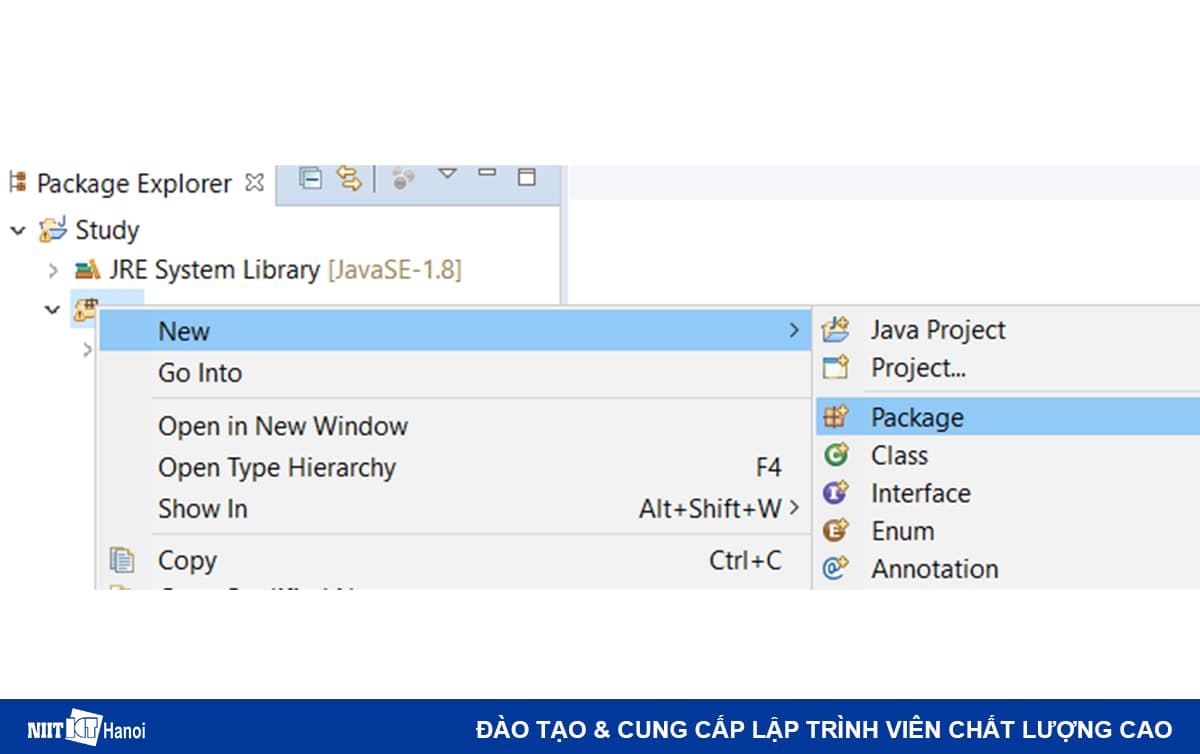 Cách tạo Package trong Java (Bước 1)