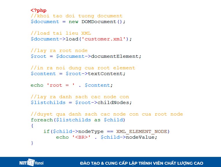 Viết mã PHP để đọc File XML