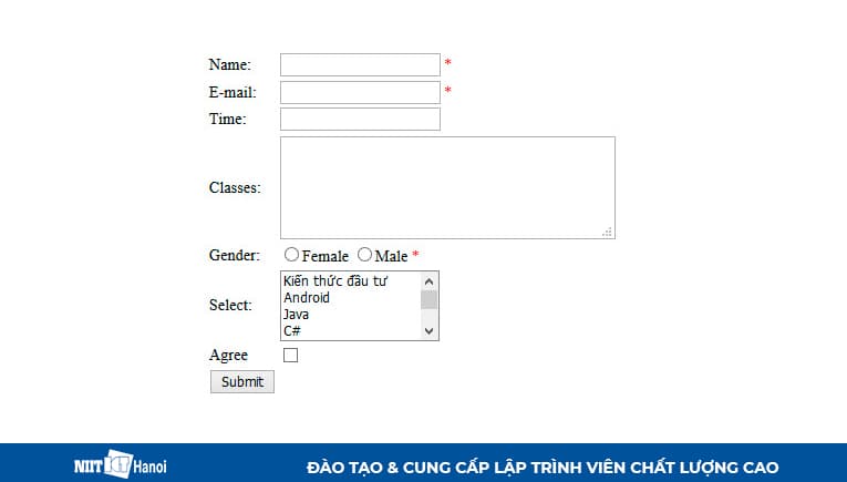 Tạo form trong file PHP để chuẩn bị Validate
