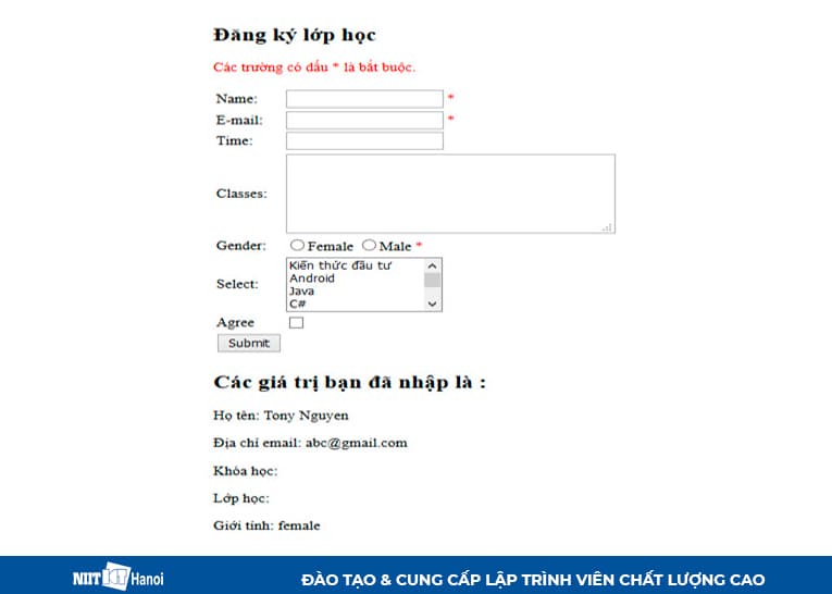 Chương trình thực thi nếu người dùng nhập dữ liệu hợp lệ