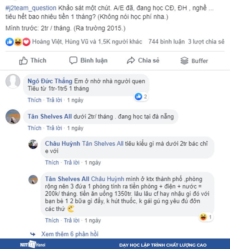 Khảo sát chi phí sinh hoạt khi đi học đại học -1