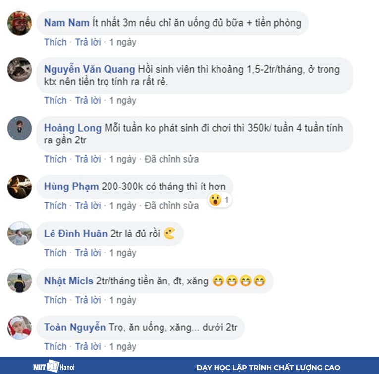 Khảo sát chi phí sinh hoạt khi đi học đại học - 4