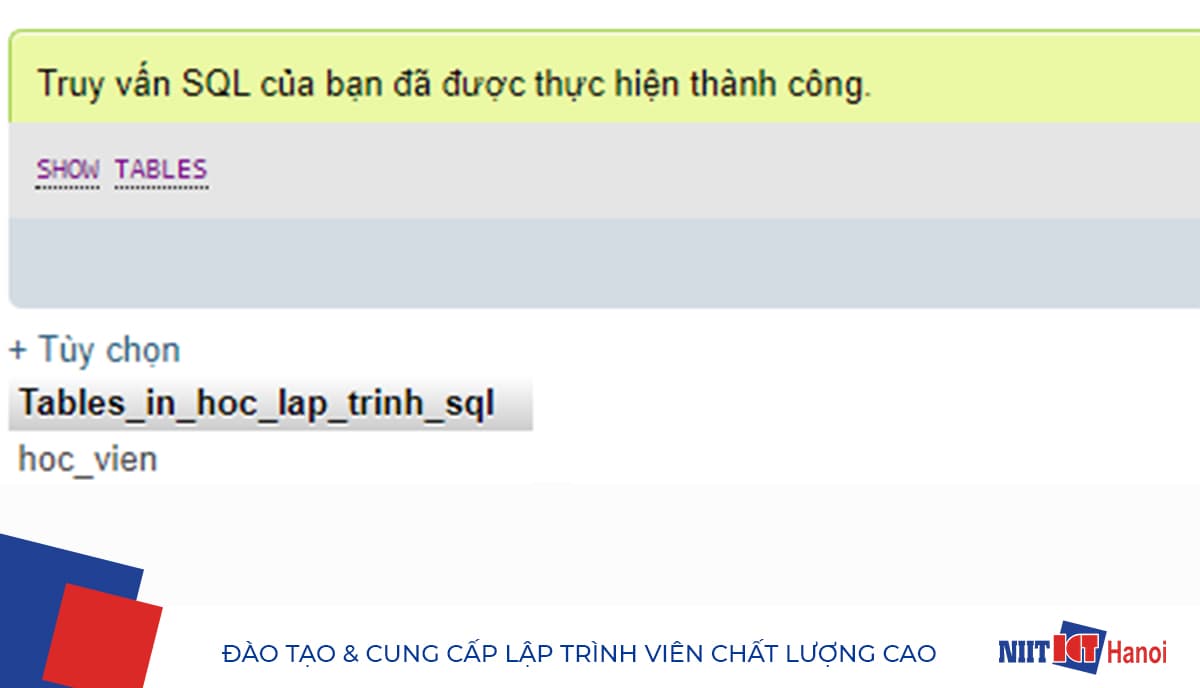 Lệnh SHOW TABLES trong SQL