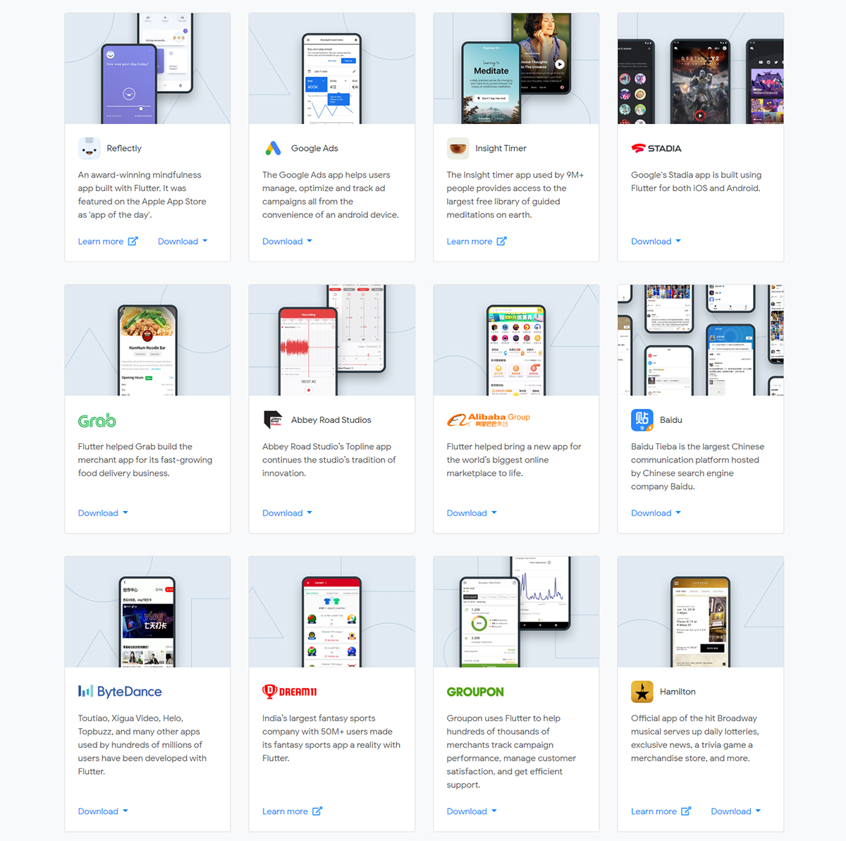 Một số ứng dụng nổi tiếng xây dựng bằng Flutter