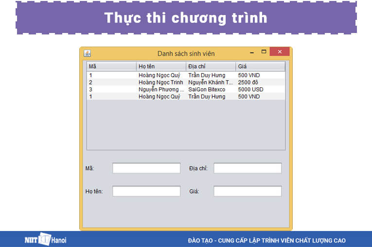Thao tác với jtable trong Java 2