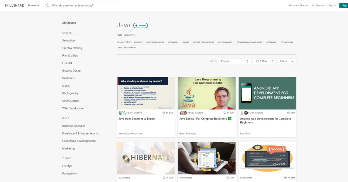 Hướng dẫn Tự học Học Lập trình Java trên Skillshare