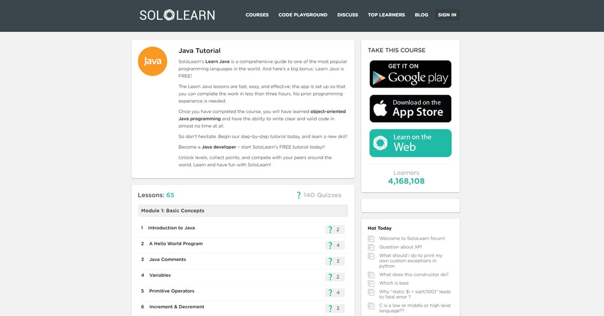 Hướng dẫn Tự học Học Lập trình Java trên SoloLearn