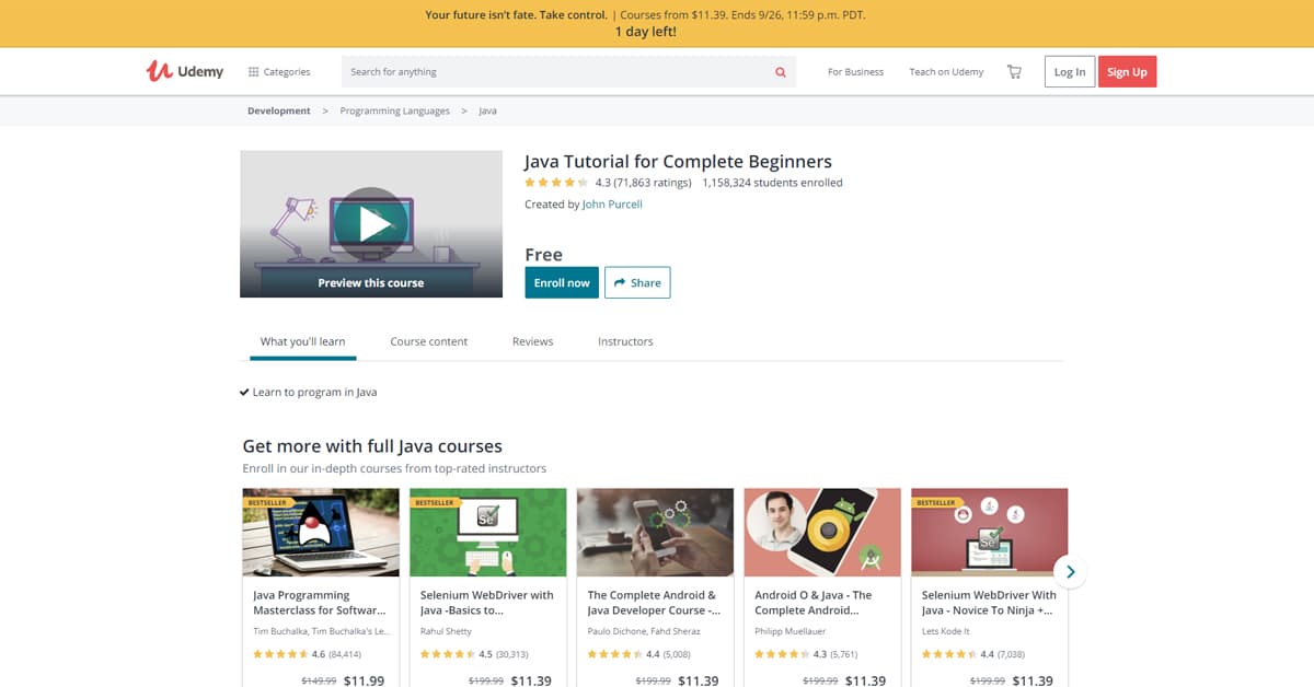 Hướng dẫn Tự học Học Lập trình Java trên Udemy