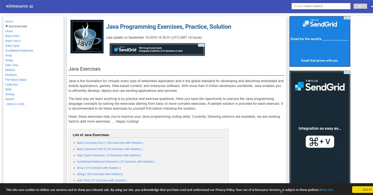 Hướng dẫn Tự học Học Lập trình Java trên W3Resource