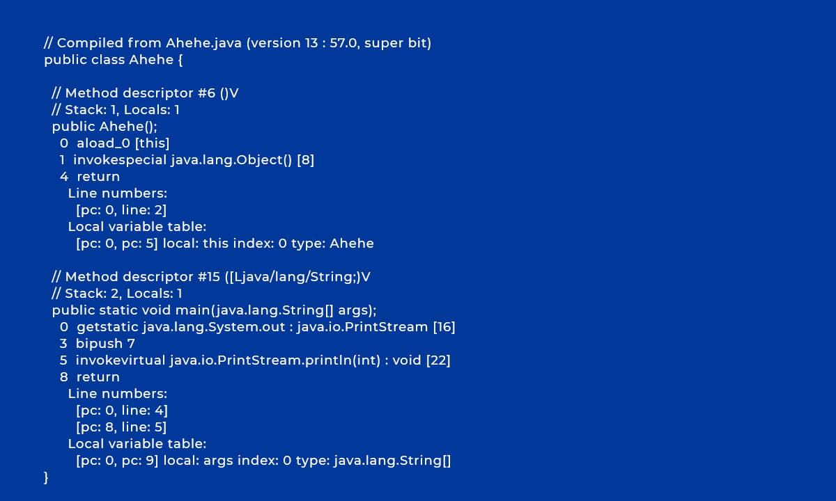 Ví dụ nội dung trong file Java class