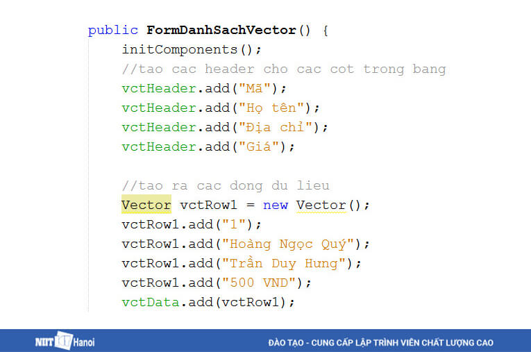 Viết mã đổ dữ liệu lên bảng -2
