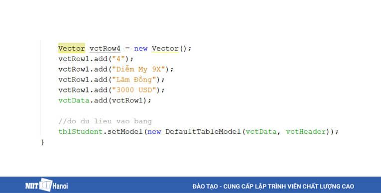 Thao tác với jtable trong Java