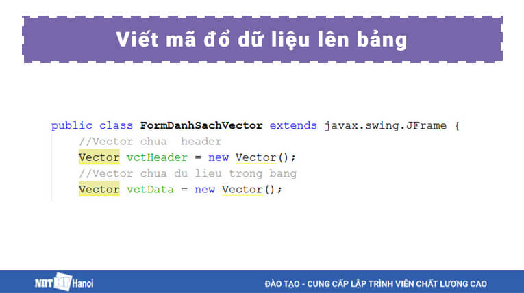Viết mã đổ dữ liệu vào jtable trong Java