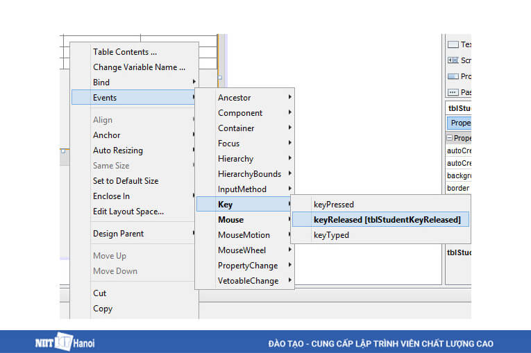 Xử lý Event mouse và key cho JTable - Lập trình Java Swing