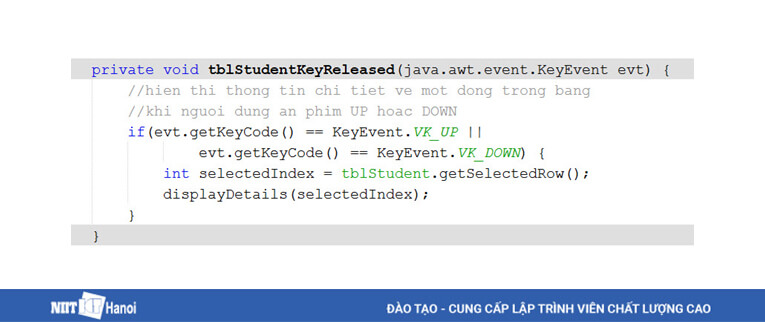 Xử lý Event KeyRelease trong Lập trình Java Swing