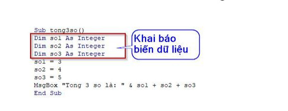 Hướng dẫn khai báo biến trong VBA Excel