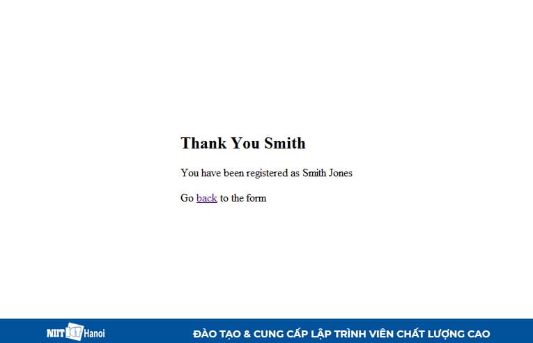 Kết quả xử lý khi người dùng đồng ý với điều khoản rồi mới Submit