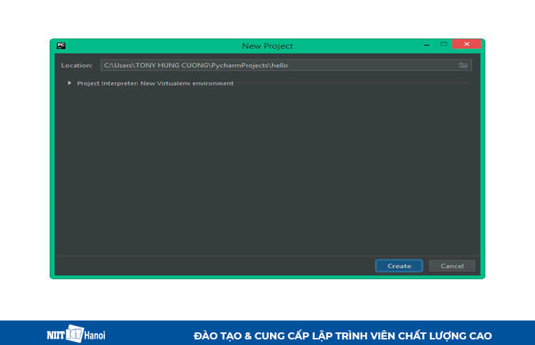 Chọn thư mục chứa Project và Create