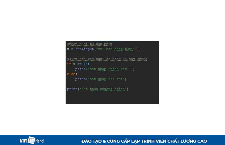Viết mã thử nghiệm cấu trúc IF...ELSE trong Python
