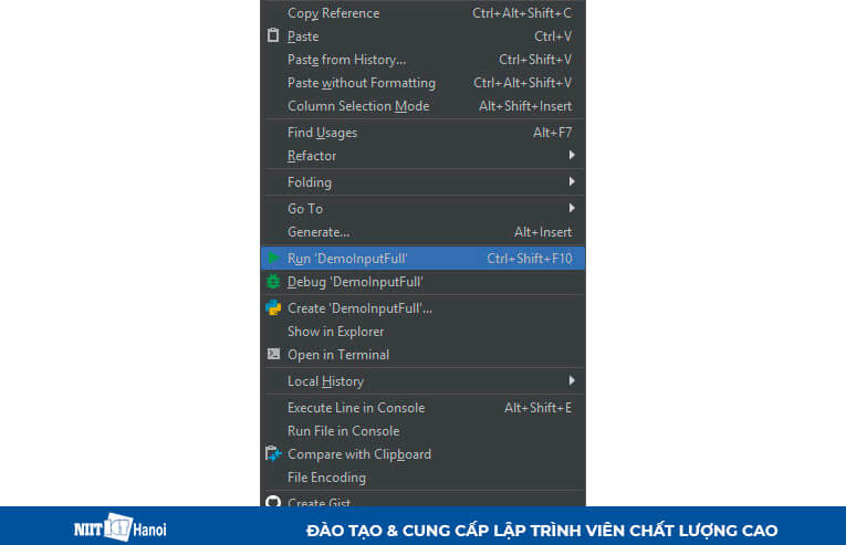 Click Run để chạy File Python