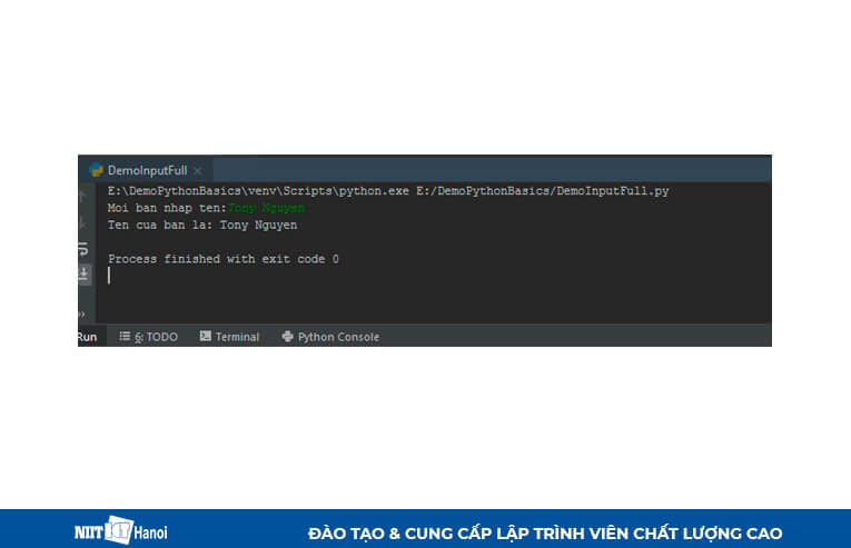 Kết quả chạy thử nghiệm File Python bằng PyCharm