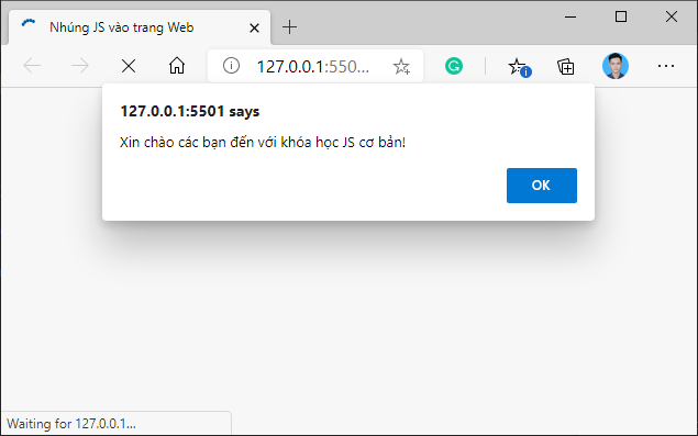 Ví dụ minh họa Nhúng JS vào trang web