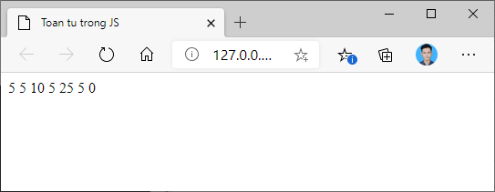 Ví dụ minh họa toán tử gán trong JavaScript
