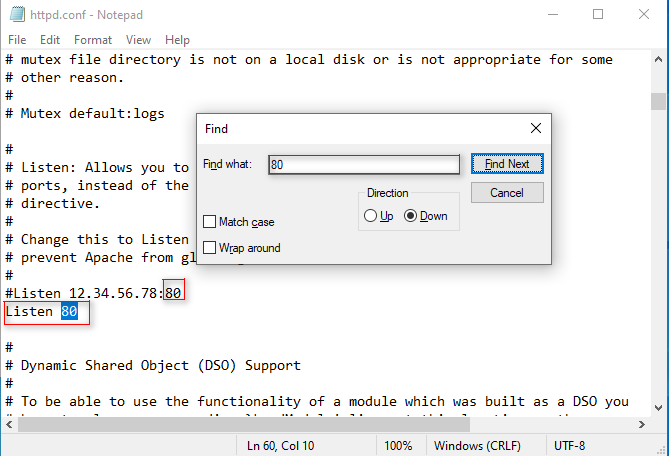 Thay đổi port trong Xampp (2)