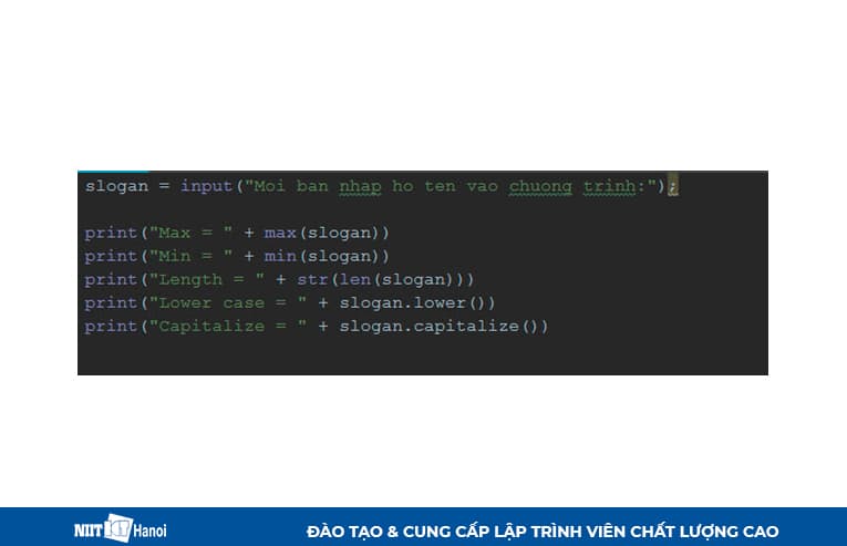Viết mã cho ví dụ thao tác với String trong Python