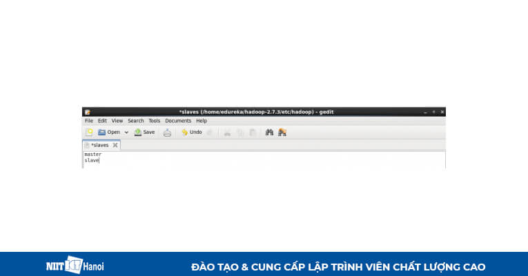 Cài đặt Multi Node Cluster trong Hadoop: Chỉnh sửa file slaves trong máy Chính