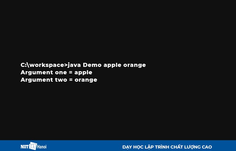 Kết quả chương trình thử nghiệm truyền đối số trong Command Line