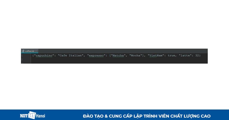 Ghi dữ liệu vào file JSON - Dữ liệu ghi trong file coffee.txt
