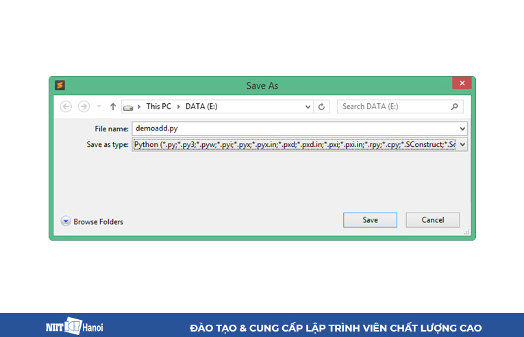 Lưu chương trình cộng 2 số trong Python vào ổ E