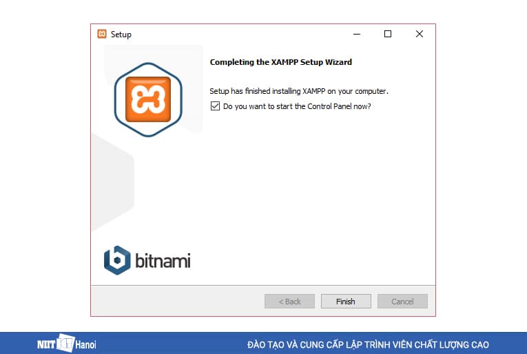 Nhấn Finish để kết thúc cài đặt XAMPP