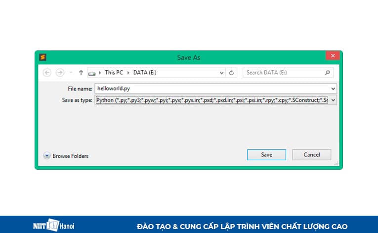 Tạo một tài Liệu Python mới với phần mở rộng .py