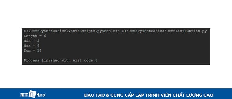 Một số ví dụ về các hàm thao tác với list trong Python