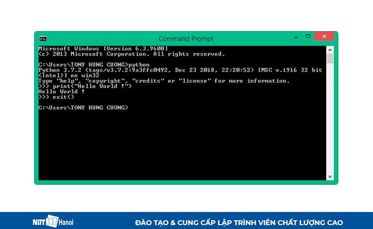 Thử nghiệm Console của Python - Thoát chương trình Python.