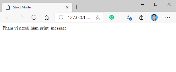 Ví dụ sử dụng strict mode trong cục bộ