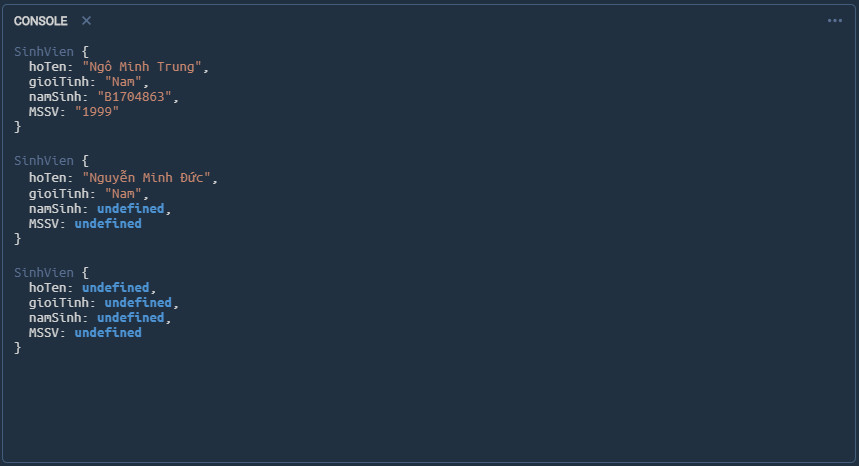 Ví dụ tạo đối tượng từ class